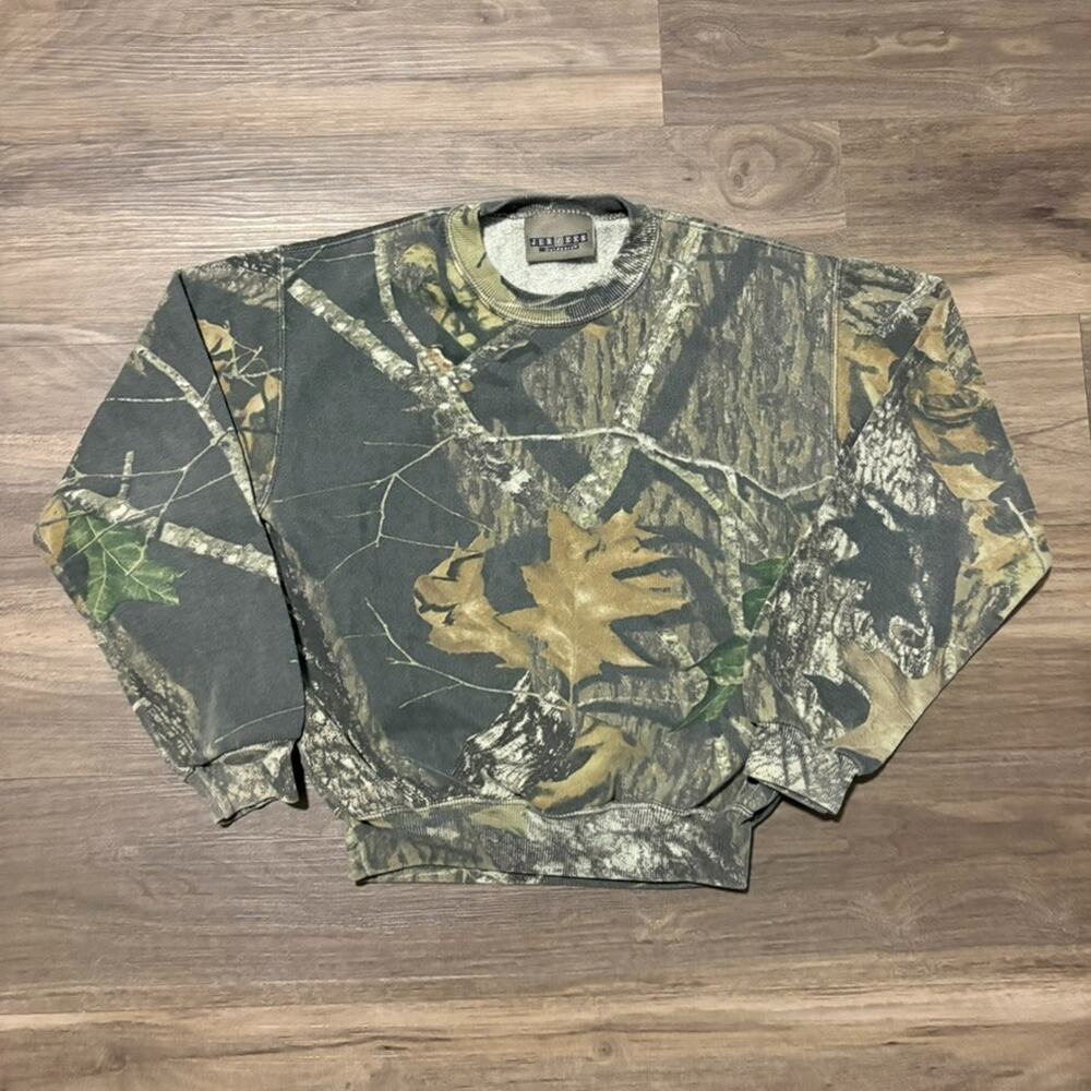 Vintage Jerzees Sweatshirt Boy's Size M Realtree Hardwoods Camo Pullover 1990s